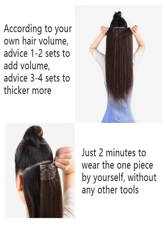 Winsky Hair Extensions Real Human Hair - One Piece Brown Balayage Remy Hair Extensions Clip on 70gram for Women (16inch, #1BT4P1B) - Image 4